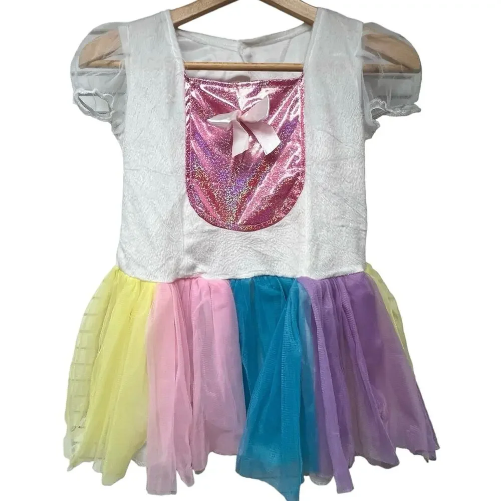 Unicorn Girls 3 Piece White Pink Halloween Costume Dress Up Theater Size 12-14